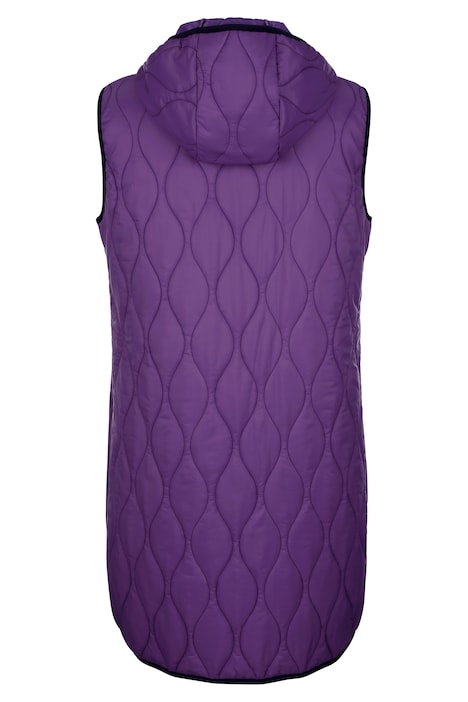 Long-Steppweste, Kapuze, Zipper