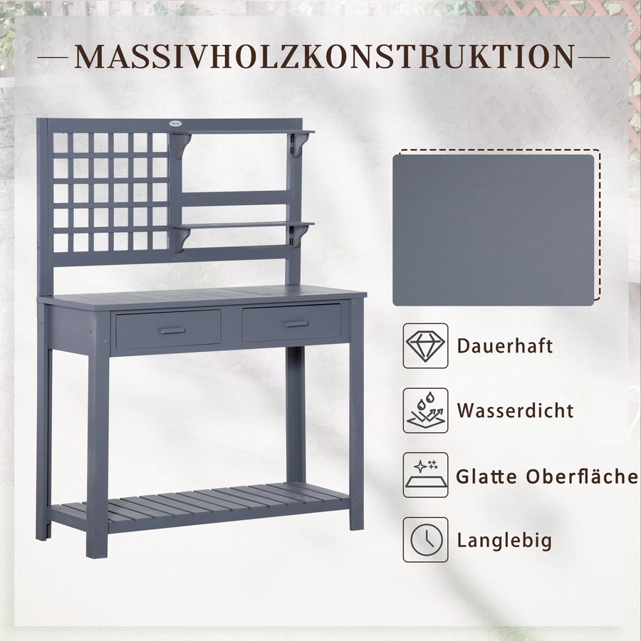 Outsunny Pflanztisch mit Schubladen grau