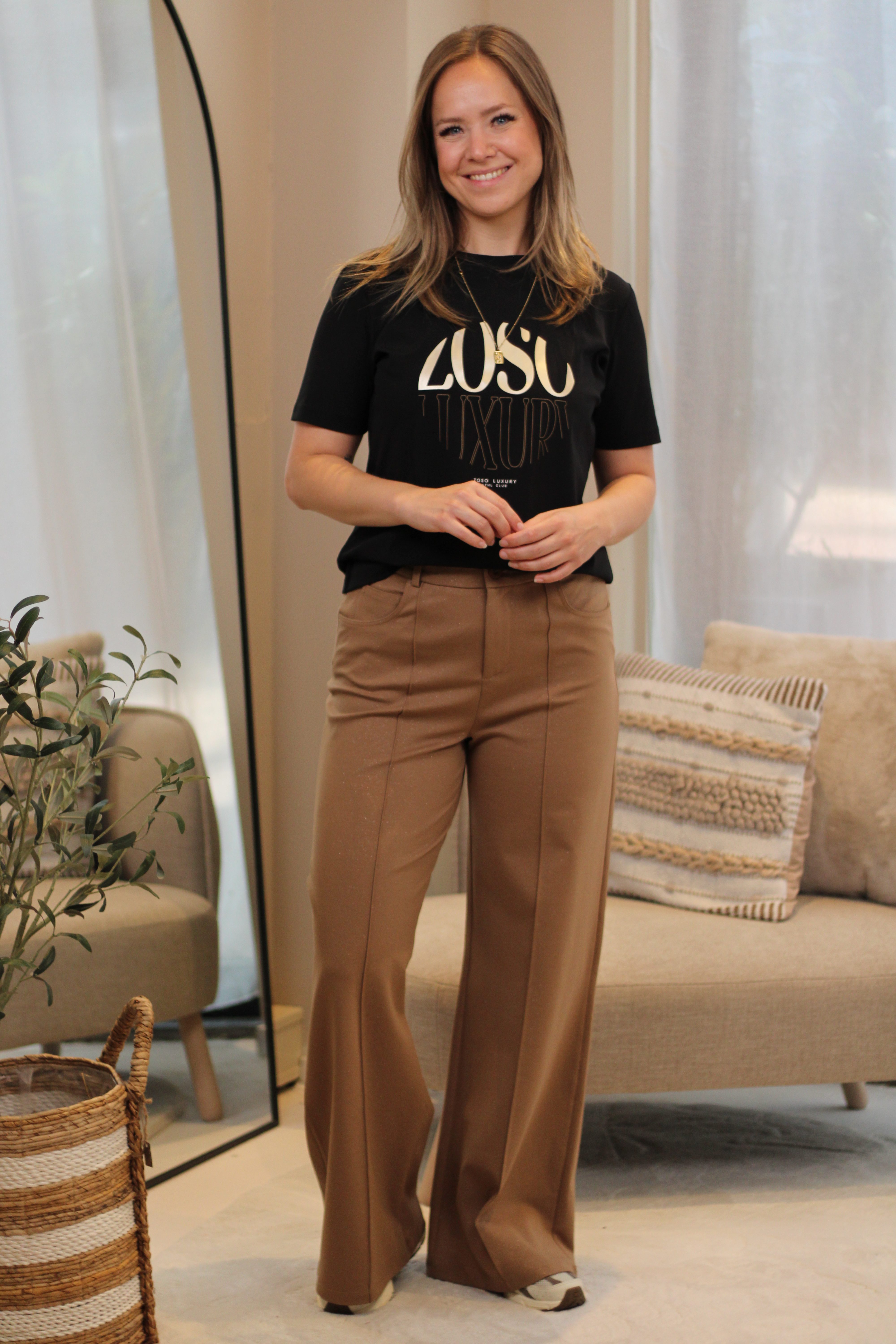 Zoso - Nina Fancy Glitter Pants - Camel