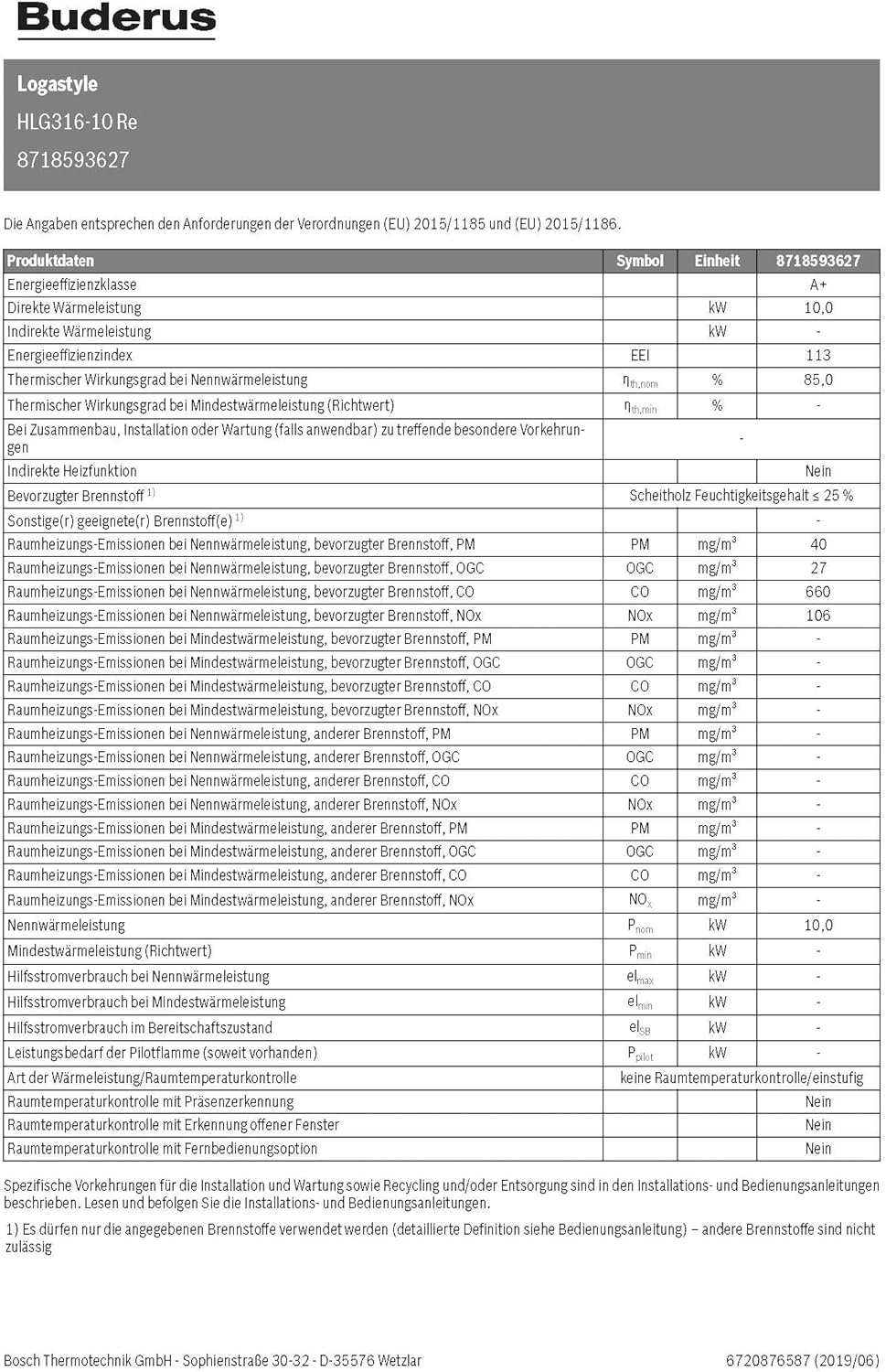 Buderus Logaflame HLG316 Heizeinsatz Kachelofeneinsatz Kamineinsatz re