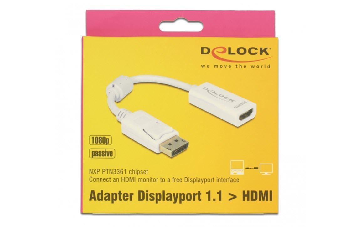 Adapter Displayport - HDMI WeissAdapterkabel, DisplayPort-Stecker auf HDMI-Buchse