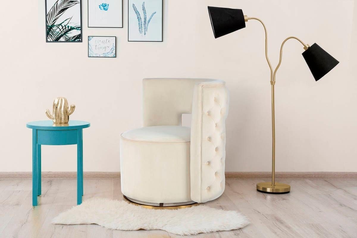 Kayoom Sessel »Drehsessel Beverly 125, drehbar, Gestell aus Eisen,samtige Oberfläch« 1 Stk. tlg. rund, glamourös,  gesteppter Rücken, abgerundete,Drehsessel