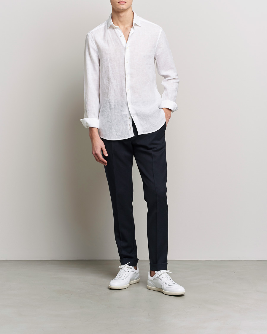 Stenströms Slimline Cut Away Linen Shirt White