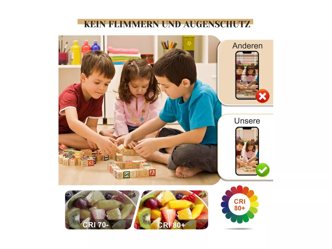 NETTLIFE Plafonnier LED Dimmable 80 cm Blanc 78 W Salon Design Moderne Chambre avec Télécommande Idéal pour Salle à Manger Bureau Cuisine