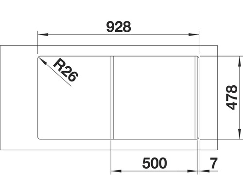 Blanco LANTOS 5 S-IF spoelbak, 940 x 490 mm, roestvrij staal, geborstelde afwerking, 517281