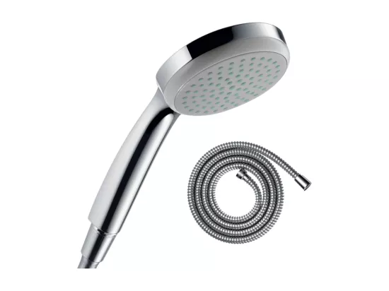 Pommeau de douche HANSGROHE Croma 100 EcoSmart chromé + flexible de douche 1,25 m HANSGROHE Metaflex chromé