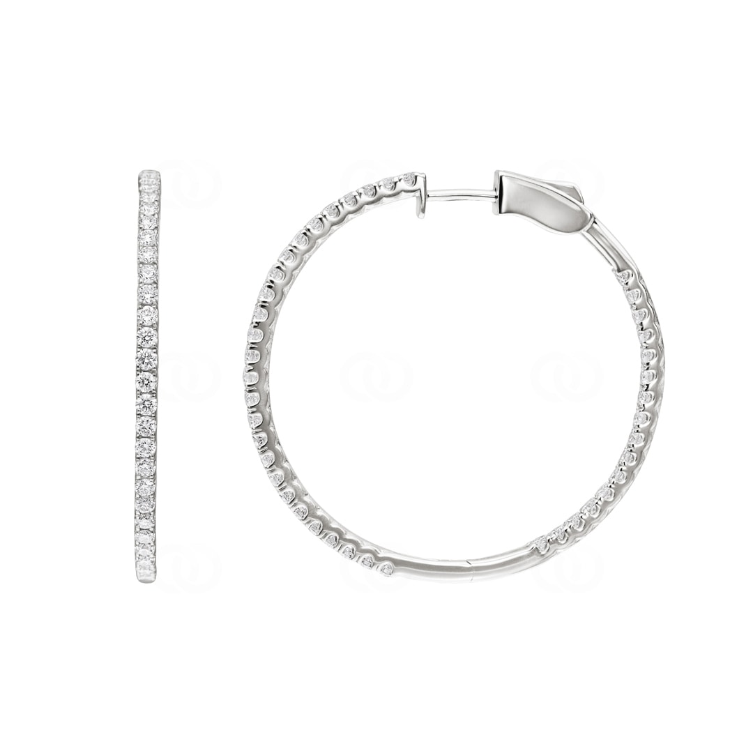1.51 Karat Diamant-Kreolen 750/18 K Weissgold Ø 36mm