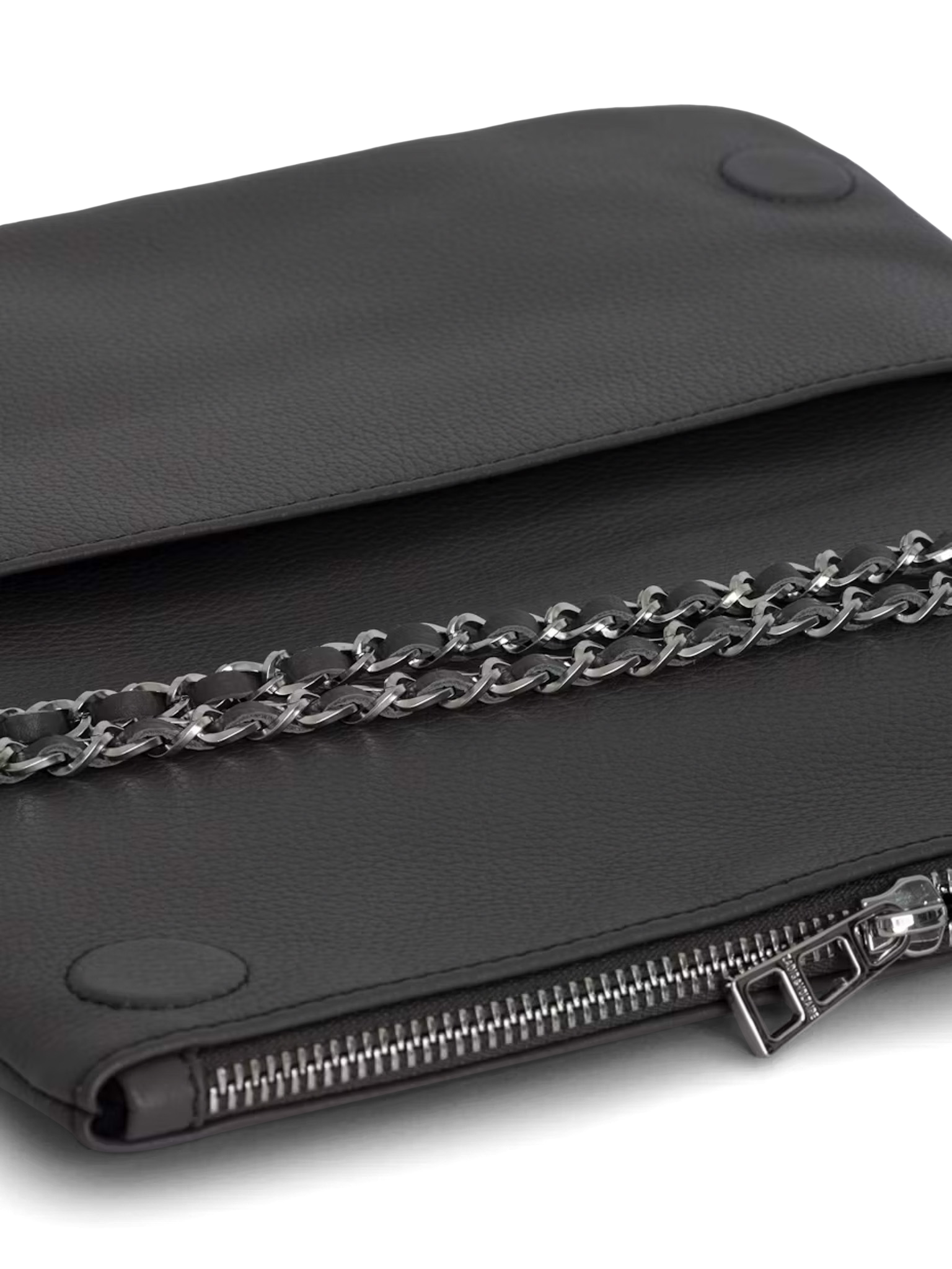 ROCK - Pochette en cuir chaînes en métal | Gris
