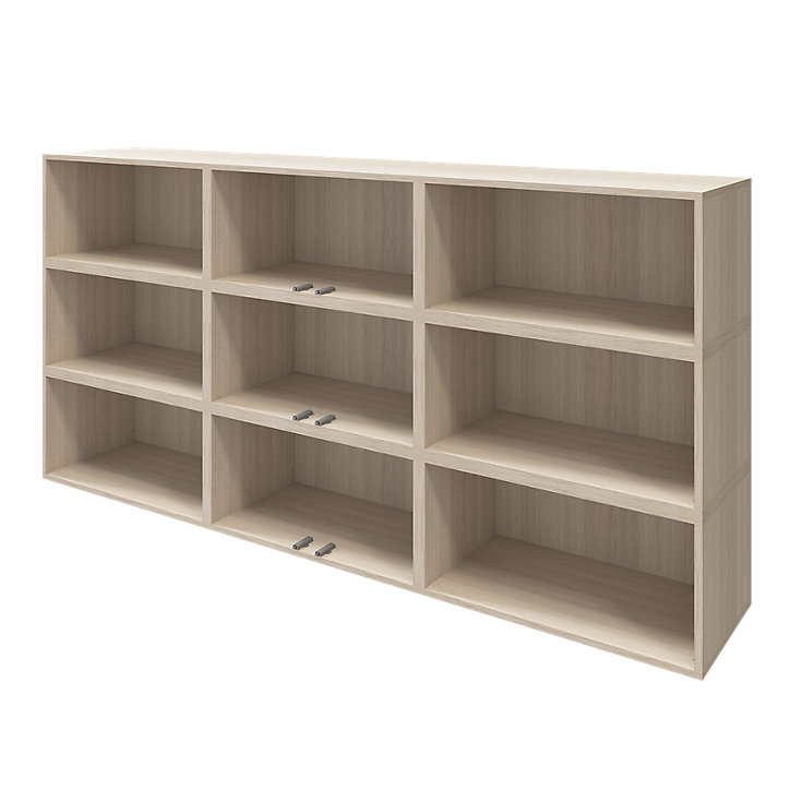 Buffet semi ouvert effet chêne 9 cases 6 portes GoodHome Atomia H. 112,5 x L. 225 x P. 37 cm