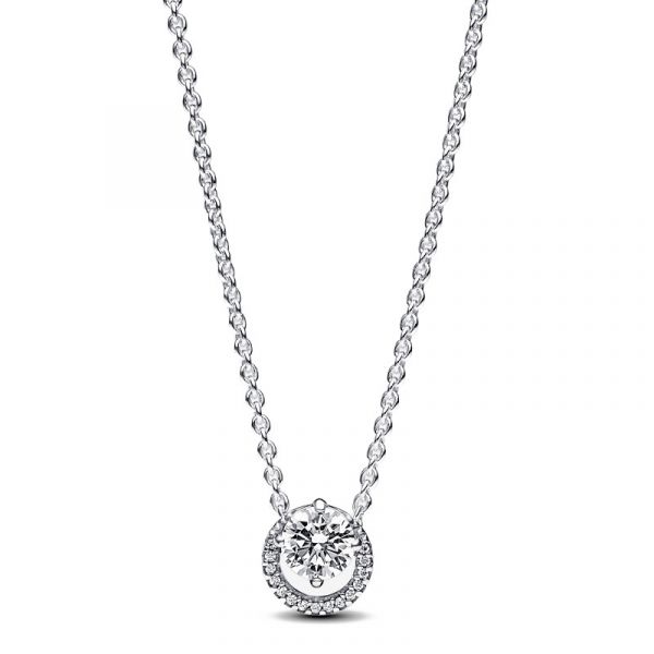 Pandora Joalheria Round Halo Necklace Sparkling 391174c01