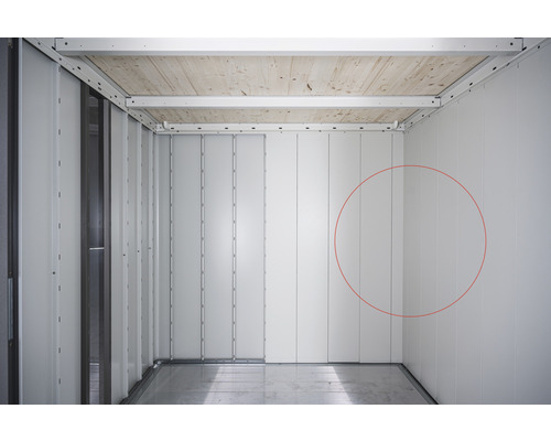 Binnenbekleding van de Biohort Neo 2C/3B tuinhuis met dubbele deur