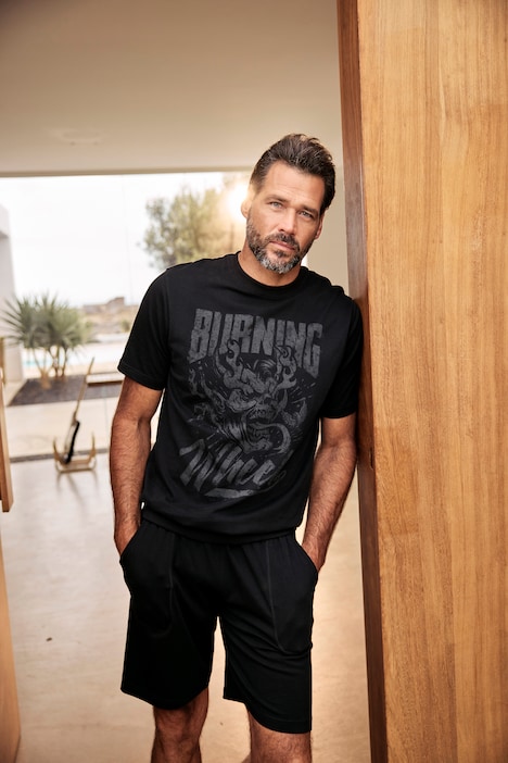 Schlafanzug, kurzer Zweiteiler, Bauchfit, T-Shirt mit Print, bis 8 XL