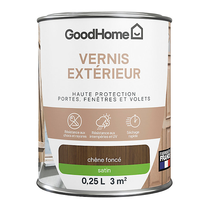 Vernis extérieur bois satin chêne foncé GoodHome 0,25L