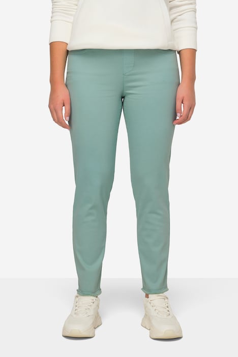 7/8-Slimhose, schmale Passform, 4-Pocket, Fransensaum, mit recyceltem Polyester