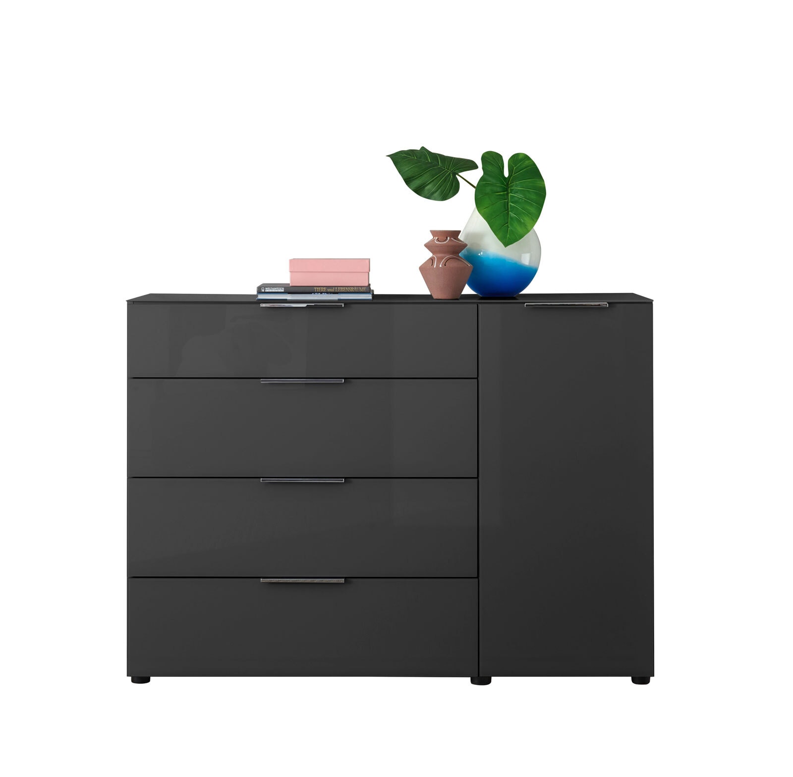 Kommode Santorin 90 x 99 cm Anthrazit/Glasfronten