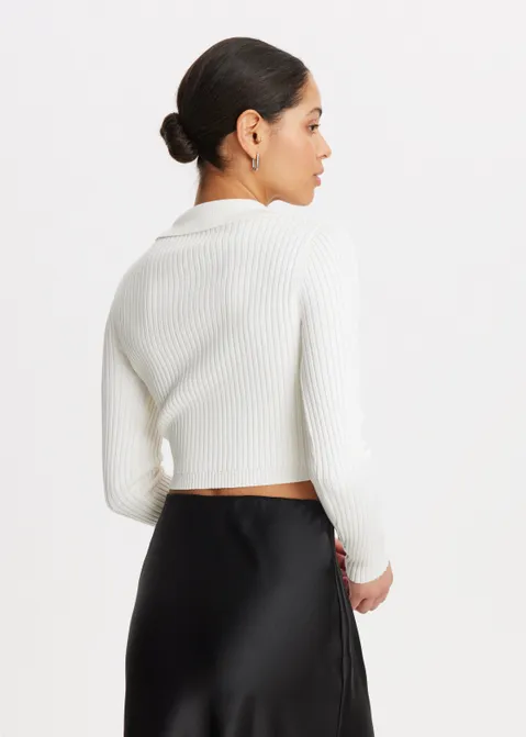 Cropped vest met knopen off-white (WIT.O)