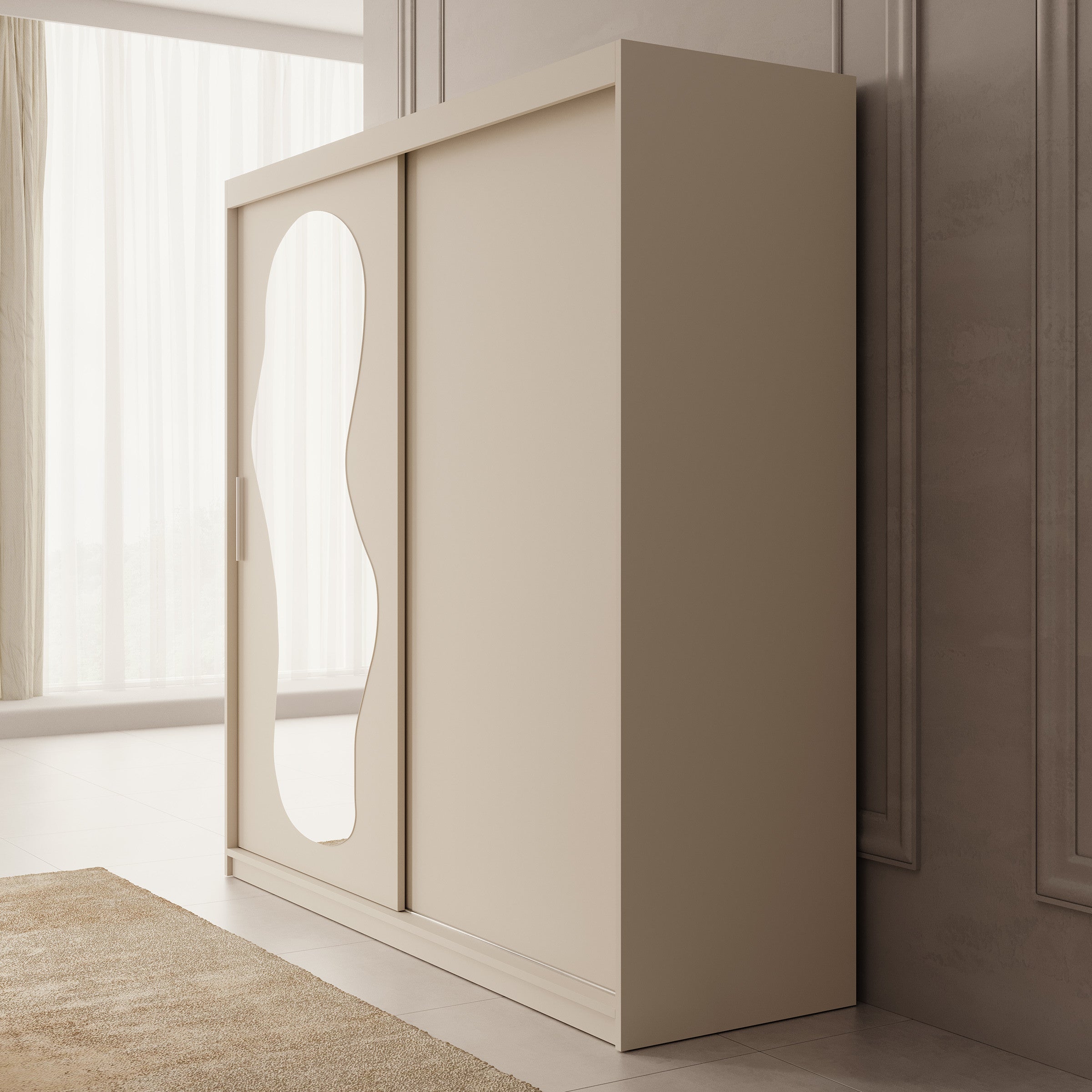 Ulysses - Kledingkast met schuifdeuren - Beige - 200x62x200 cm