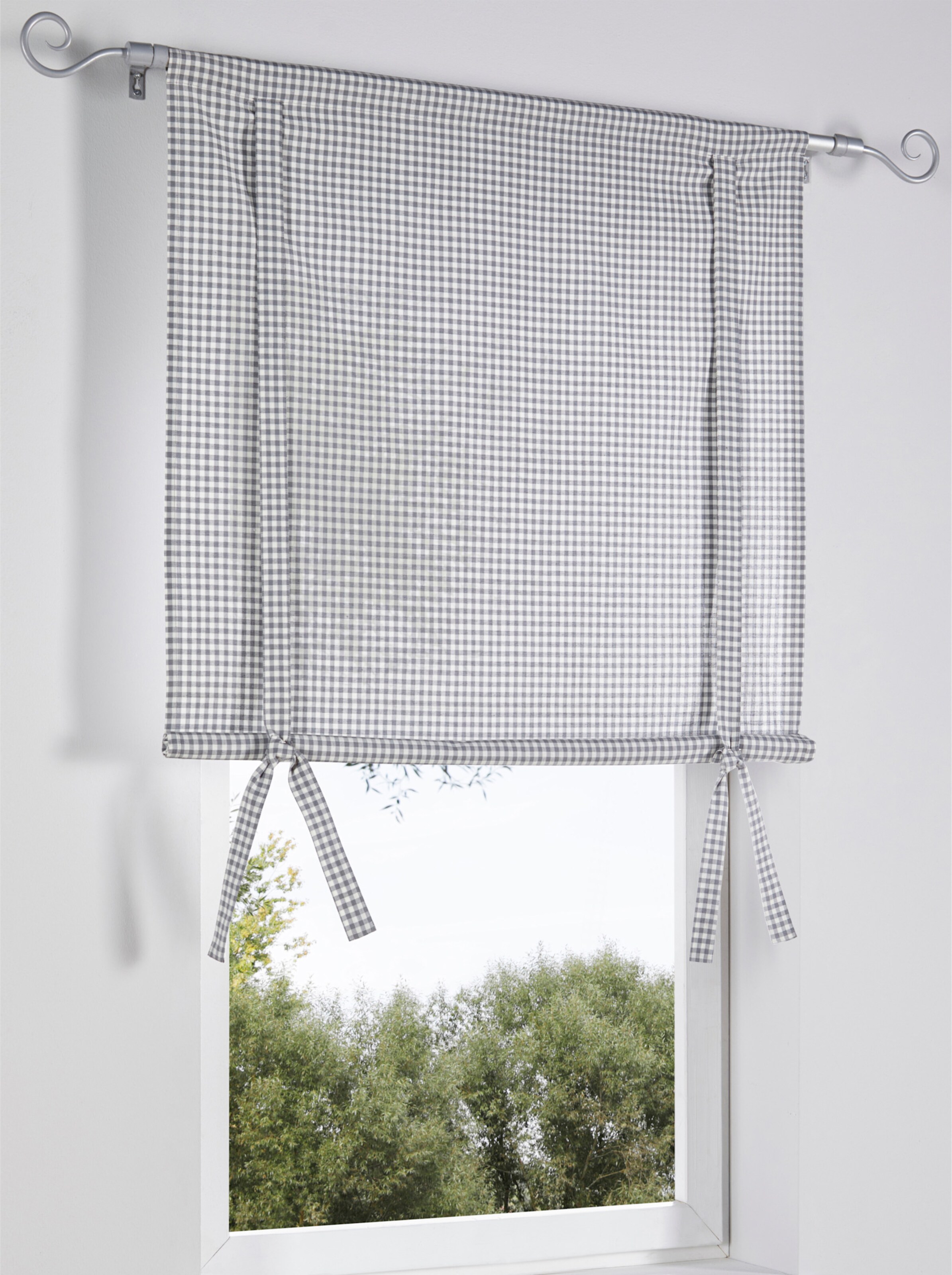 heine home Bändchenrollo in grau-offwhite