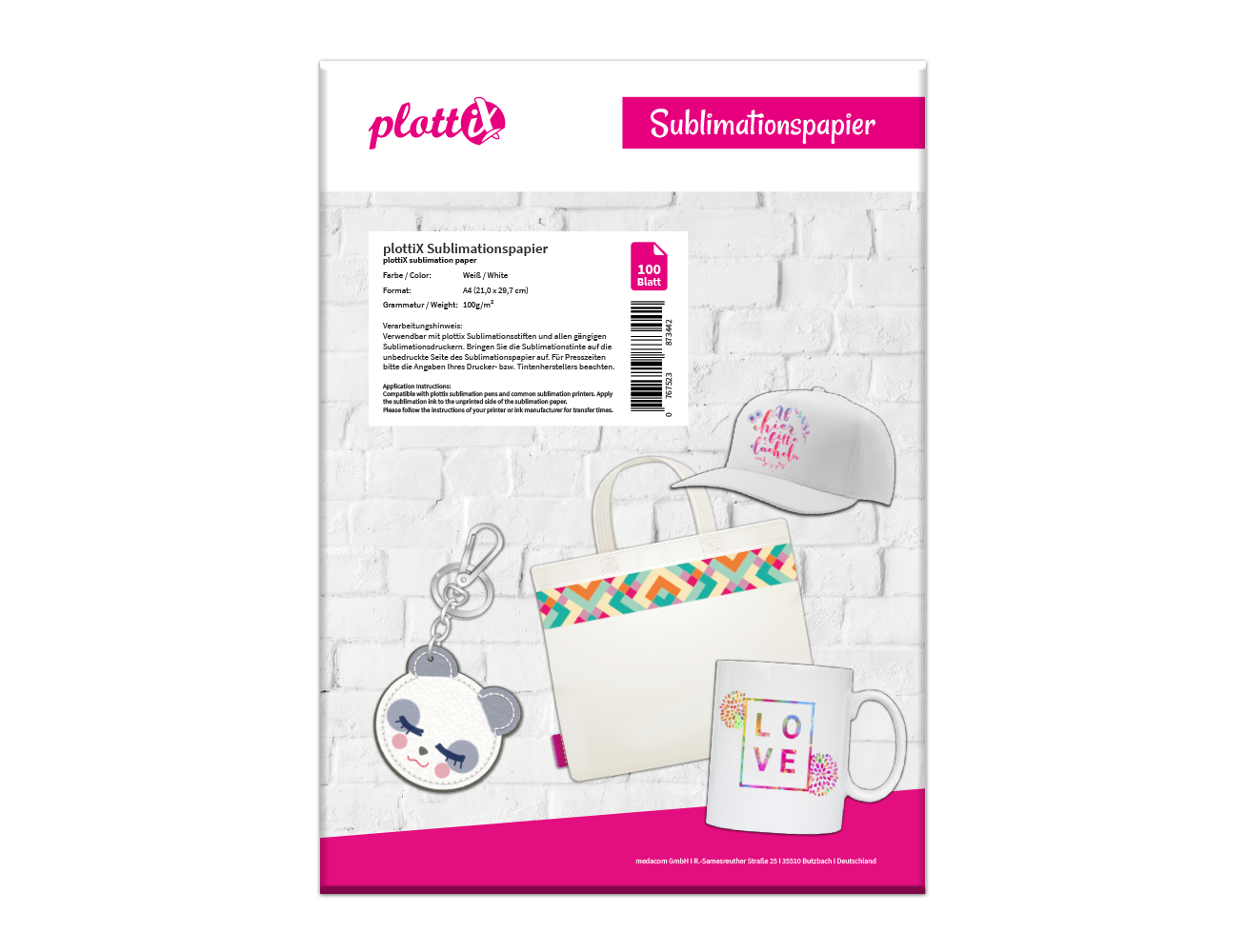 plottiX - Sublimationspapier - DIN A4 - 100 Blatt