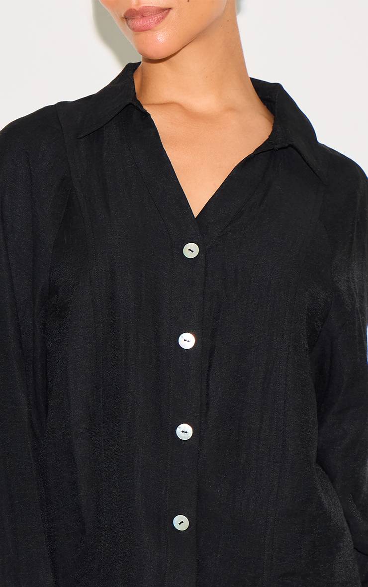 Noir Chemise Oversize Tissée Petite