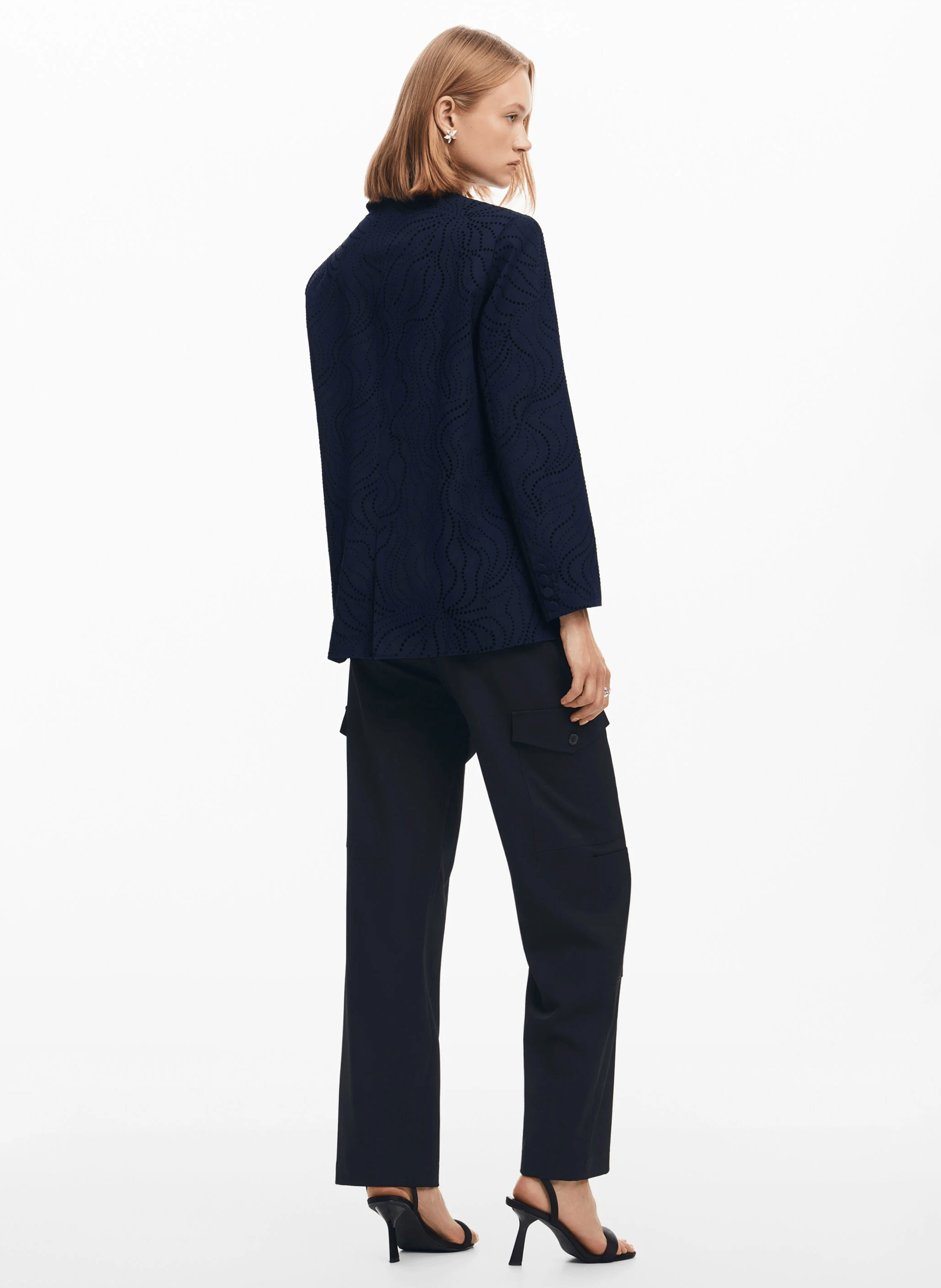Blazer droit à col tailleur | Bleu