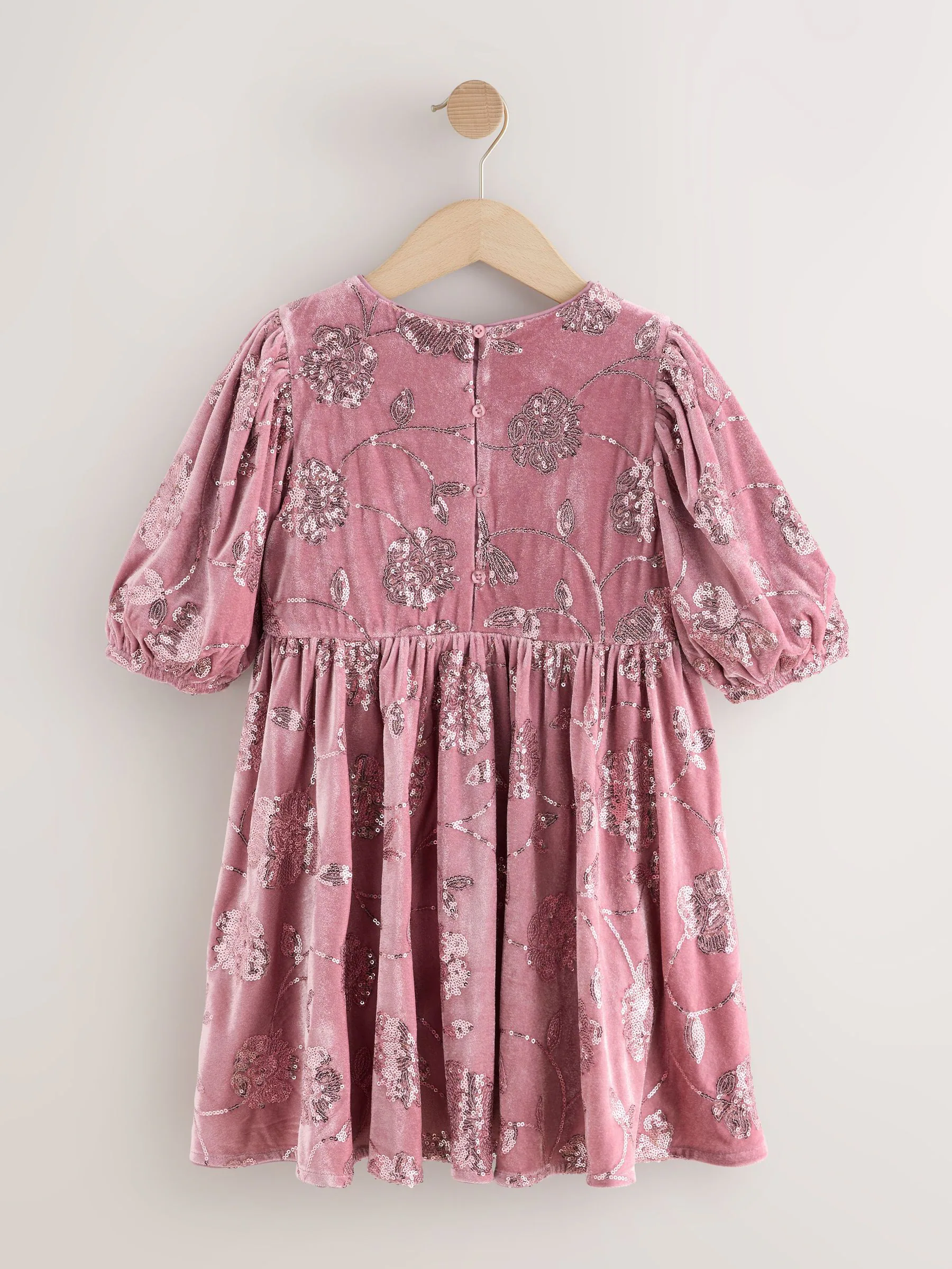 Roze - Jurk van velours met lovertjes (3-16jr)