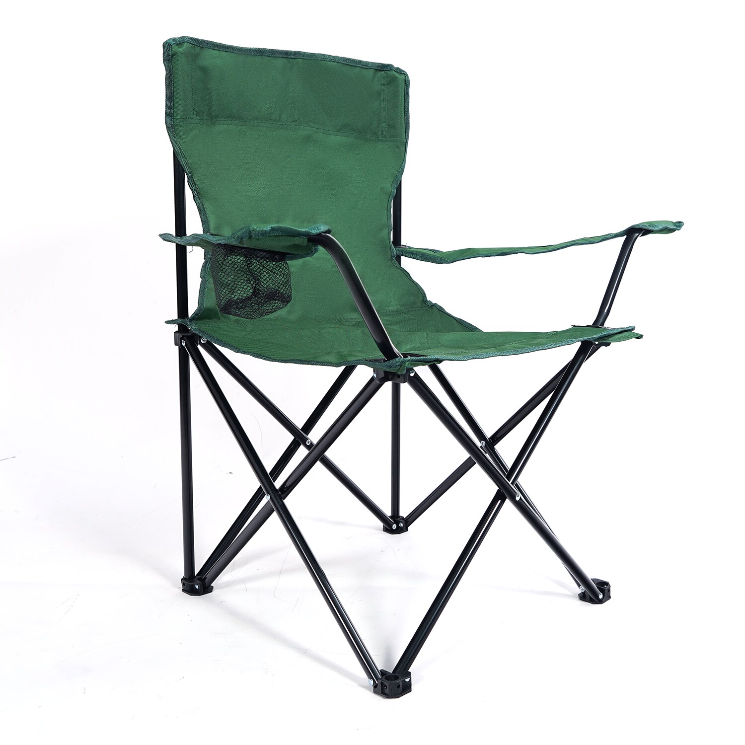 24MOVE® Campingstuhl Faltstuhl, grün, mit Getränkehalter und Tragetasche Outdoor, faltbar max. 100kg, Anglerstuhl, Polyester