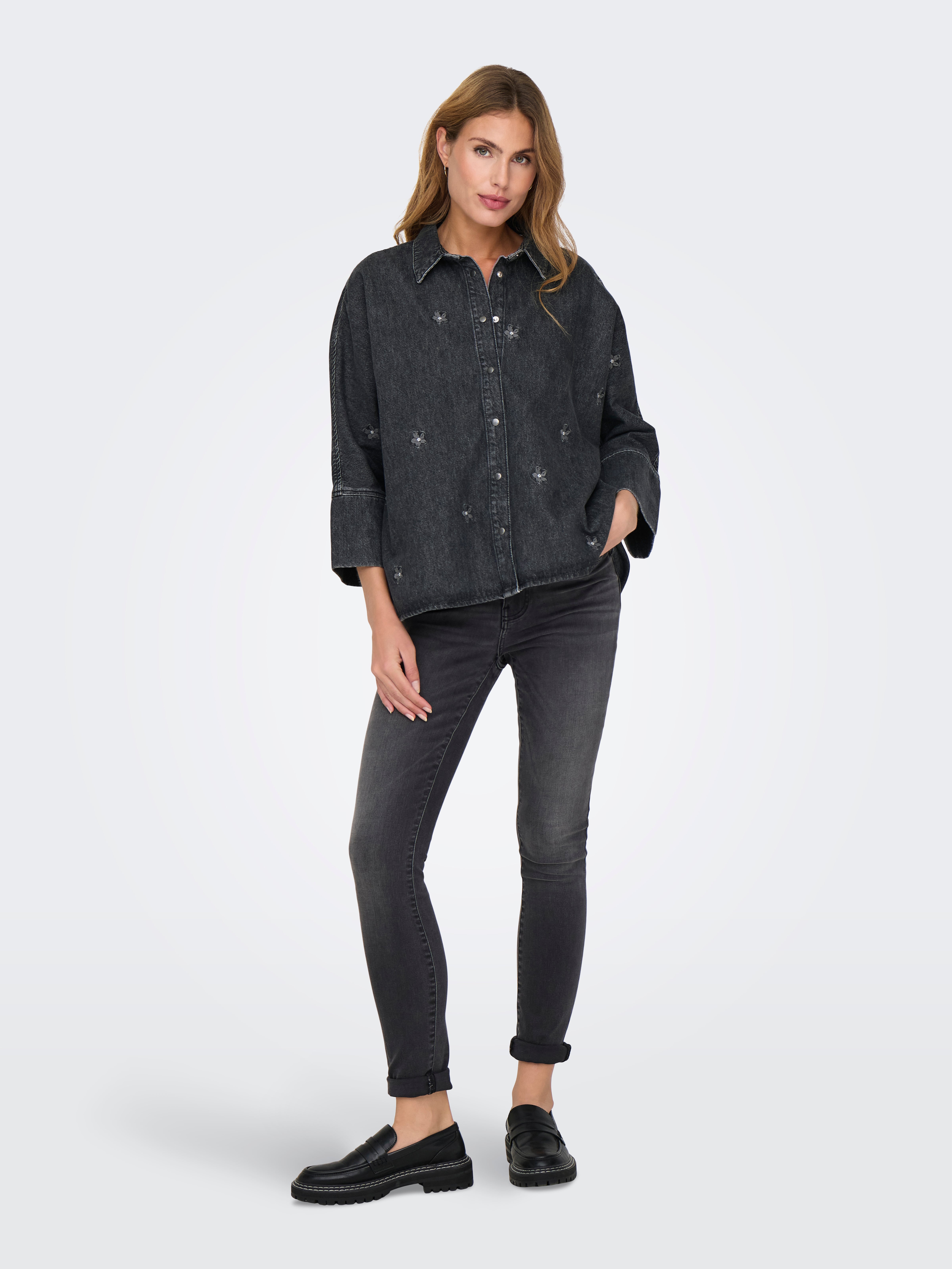 ONLGRACE Jeanshemd Washed Black