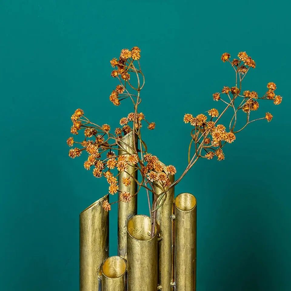 Countryfield Bloemenvaas Flute - metaal/nikkel - goud - 5 x 15 x 30 cm