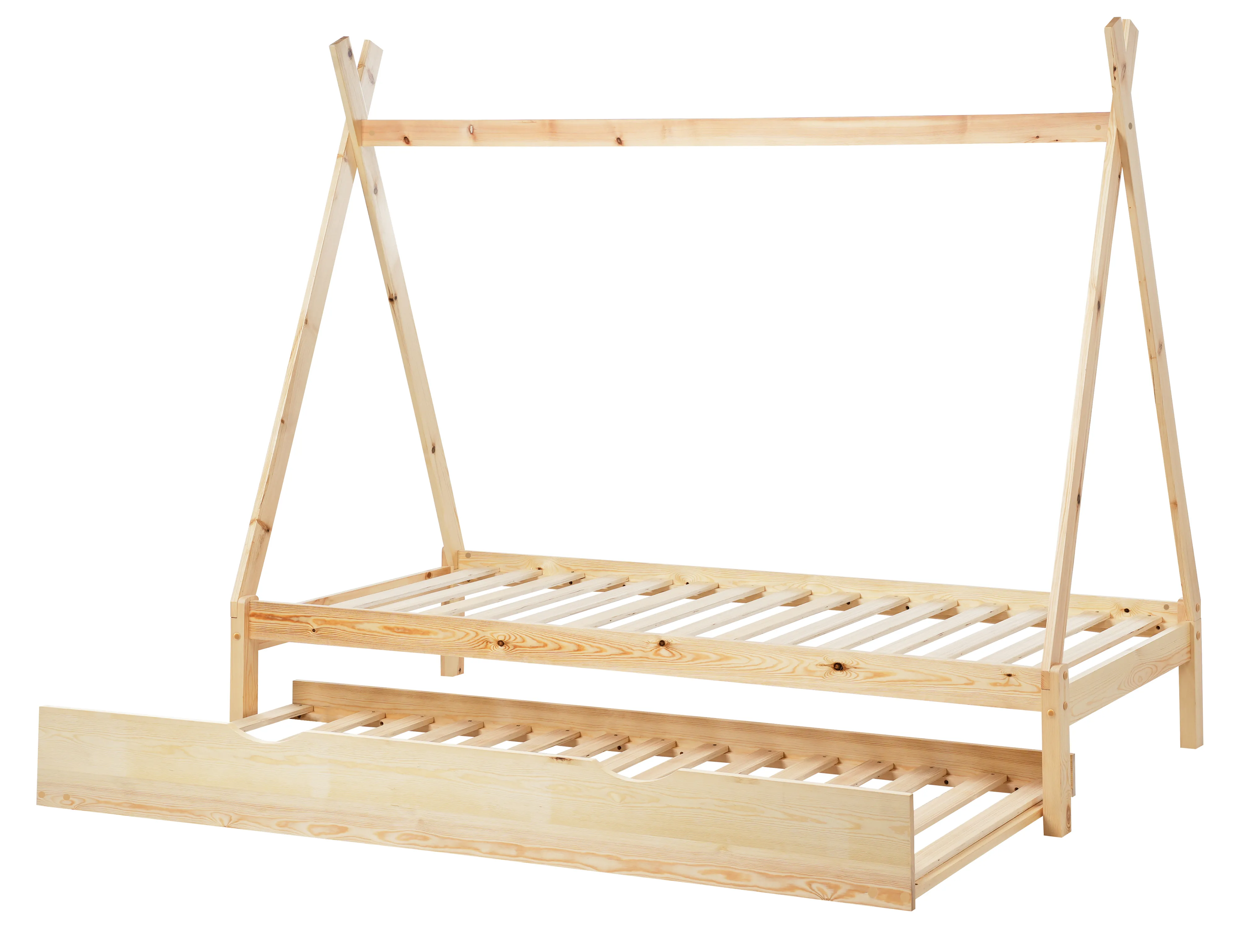 Kinderonderschuifbed Dennenhout TALMONTIERS 90 x 200 cm Lichtbruin