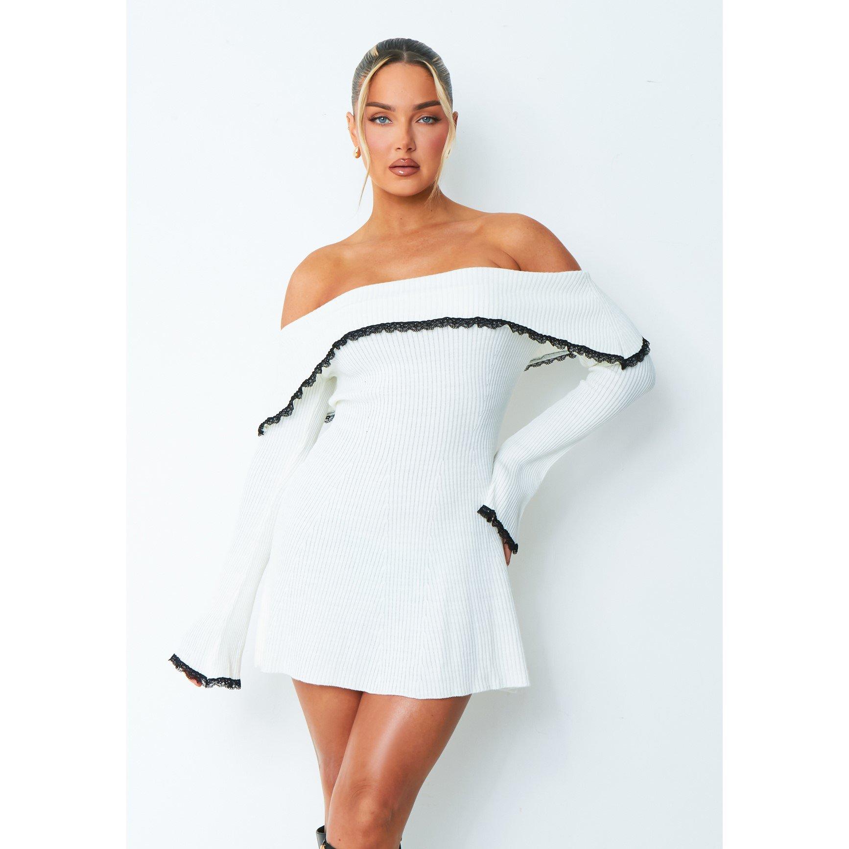 Missy Empire Lace Trim Fold Over Mini Dress