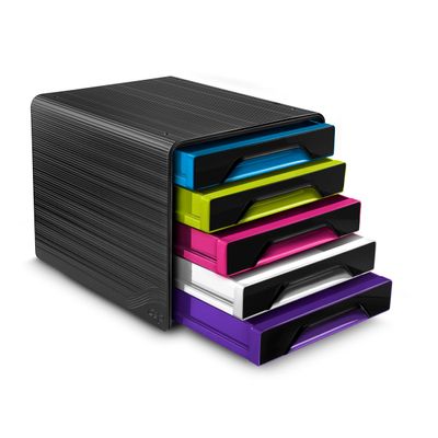 CEP Gloss - Module de classement 5 tiroirs - noir/multicolore subtil