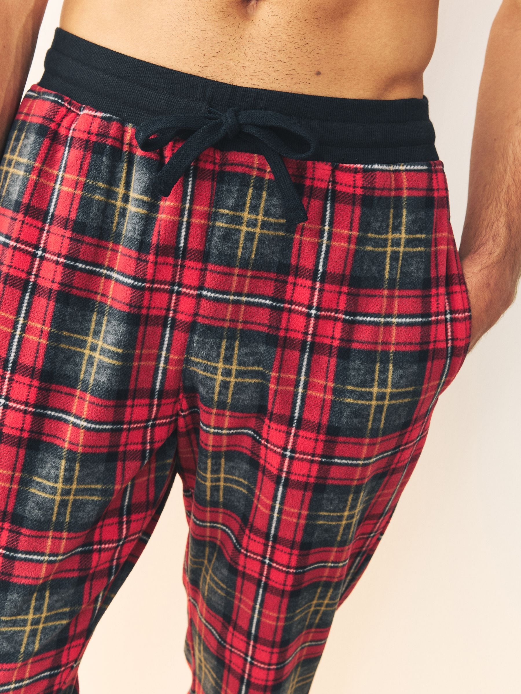 Rood met Schotse ruit - Thermische fleece pyjama's met ruit