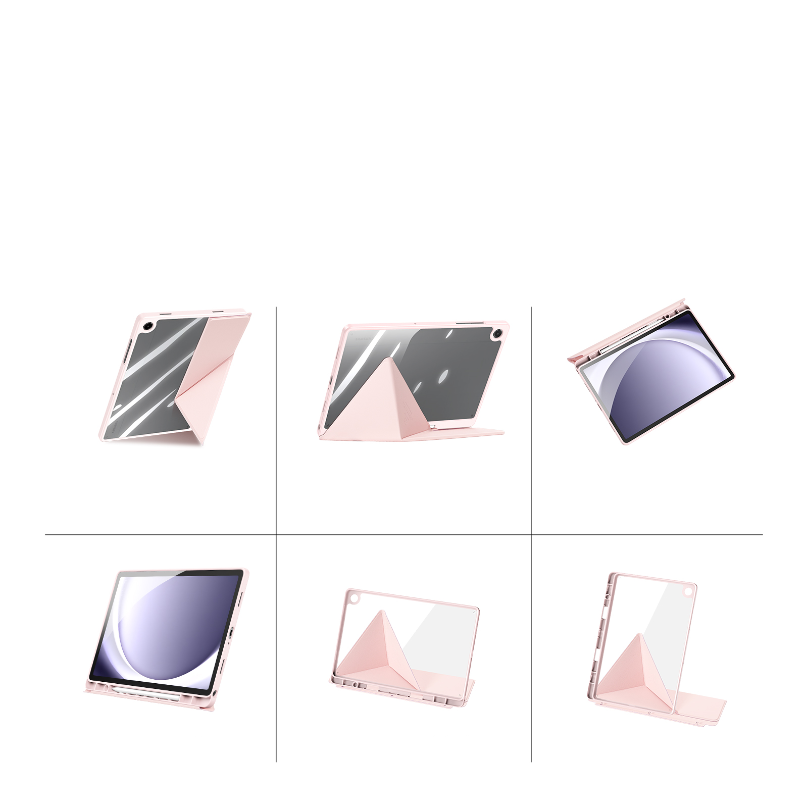 Samsung Galaxy Tab A11  Plus / A9  Plus 2in1 Abnehmbare Hybrid TPU Bumper Leder Tasche Smart Cover Schutzhülle - Rosa