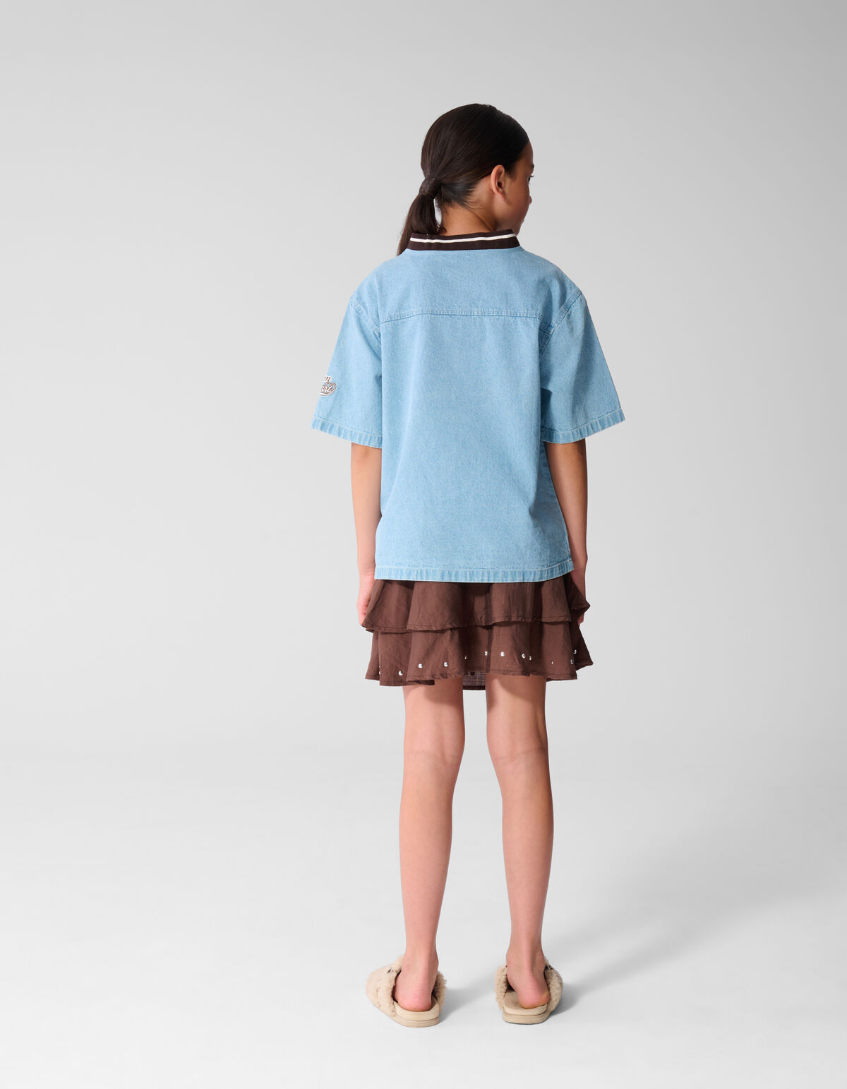 Ruffle Stud Rok Bruin