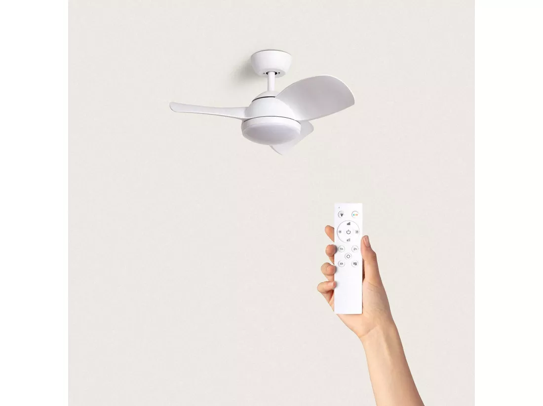 Ventilateur de Plafond Silencieux Poros 35W 76cm Motor DC Bois blanc Télécommande Avec lumière Oui Bois blanc