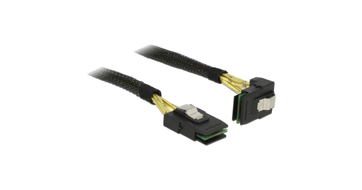 DeLOCKmini SAS SFF-8087 > mini SAS SFF-8087 angled , 1m kabel  (Zwart, 83642)