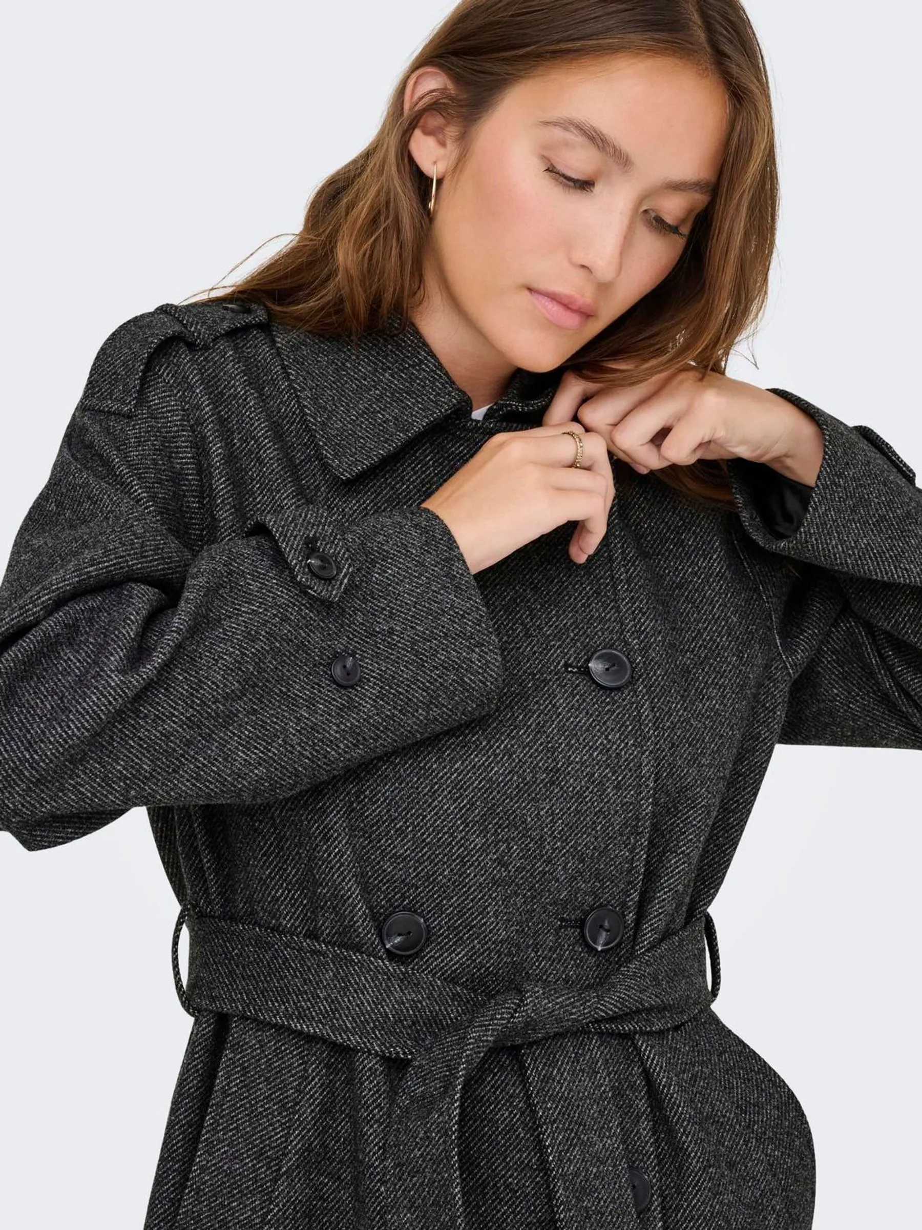 ONLY Herringbone Winter Trench Coat
