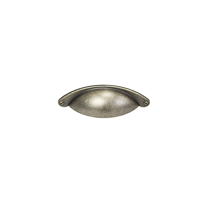 Poignée de meuble demi-ronde Rohan effet laiton antique satin doré l.104mm x l.30mm x H. 26mm entraxe 64mm