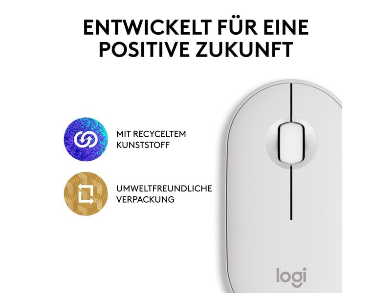 Logitech Pebble 2 M350s Schlanke Bluetooth-Maus mit geräuscharmen Tasten