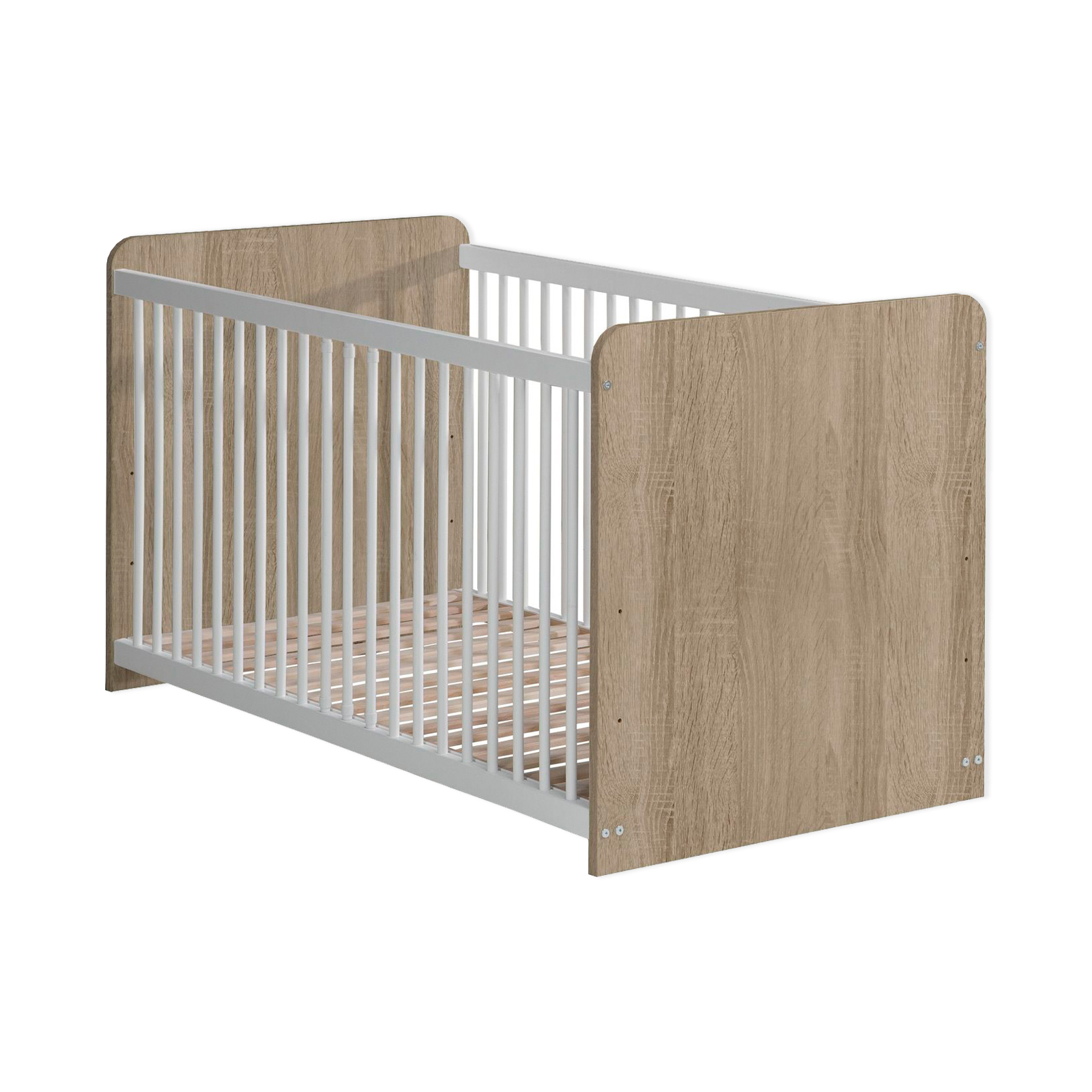 Babybett - Sonoma Eiche-weiß - Lattenrost - 70x140 cm