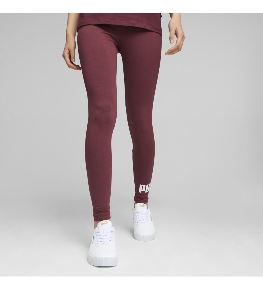 Calça legging Puma Essentials com logo, cor bordô