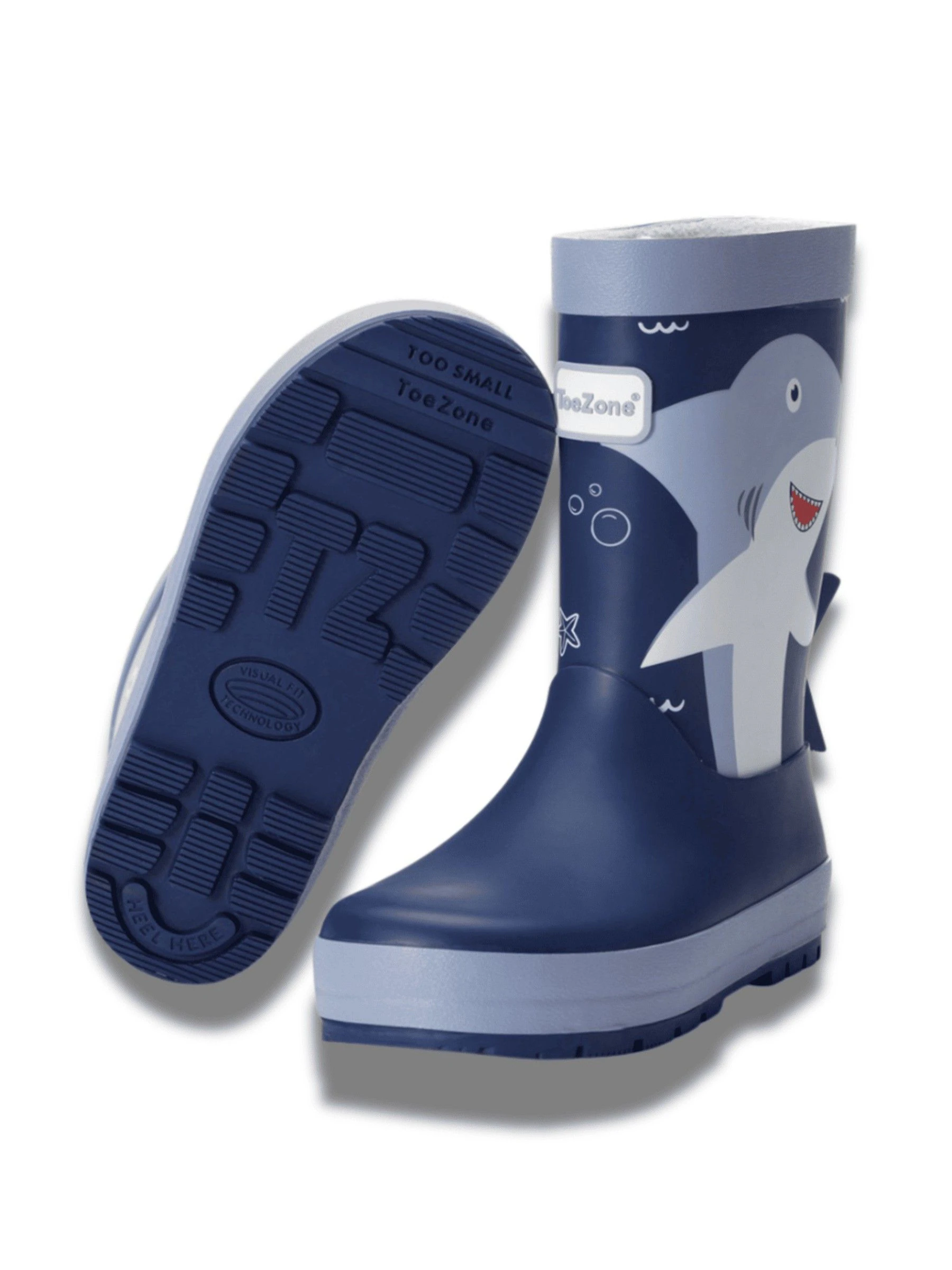 ToeZone Boys Blue Shark Waterproof Wellies