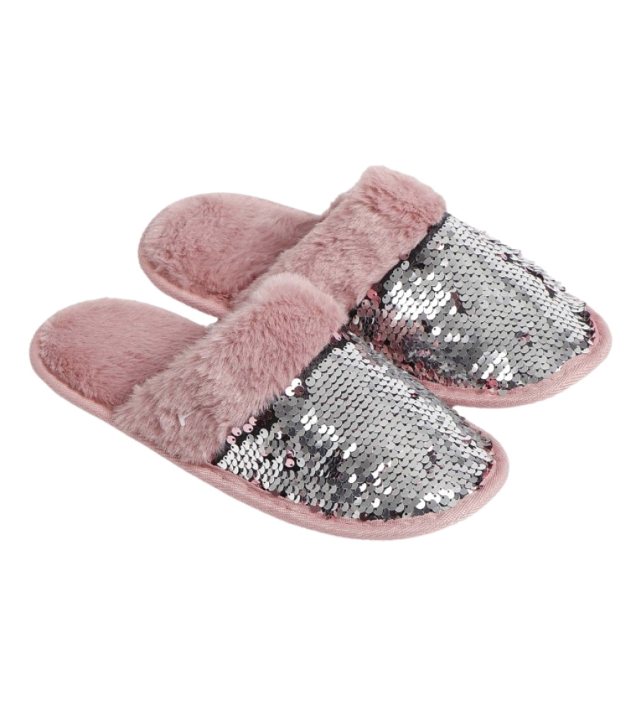 Pantufas de casa com lantejoulas Admas rosa