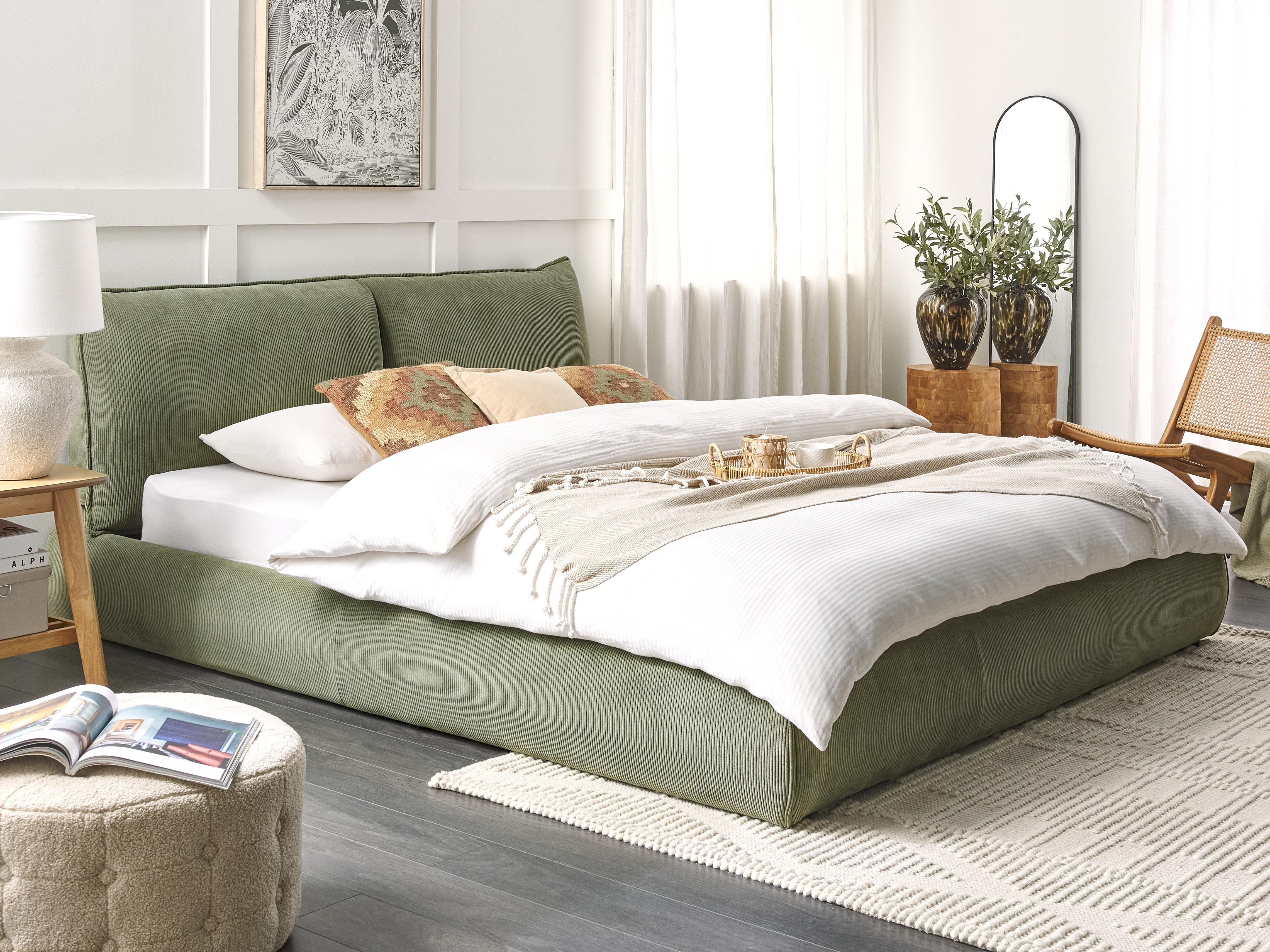 Bed Corduroy VINAY 180 x 200 cm Olijfgroen