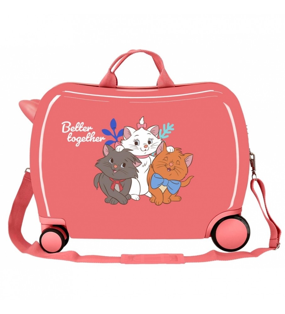 Mala infantil Disney Aristocats Better Together, cor coral, com 2 rodas multidirecionais - 38x50x20cm -