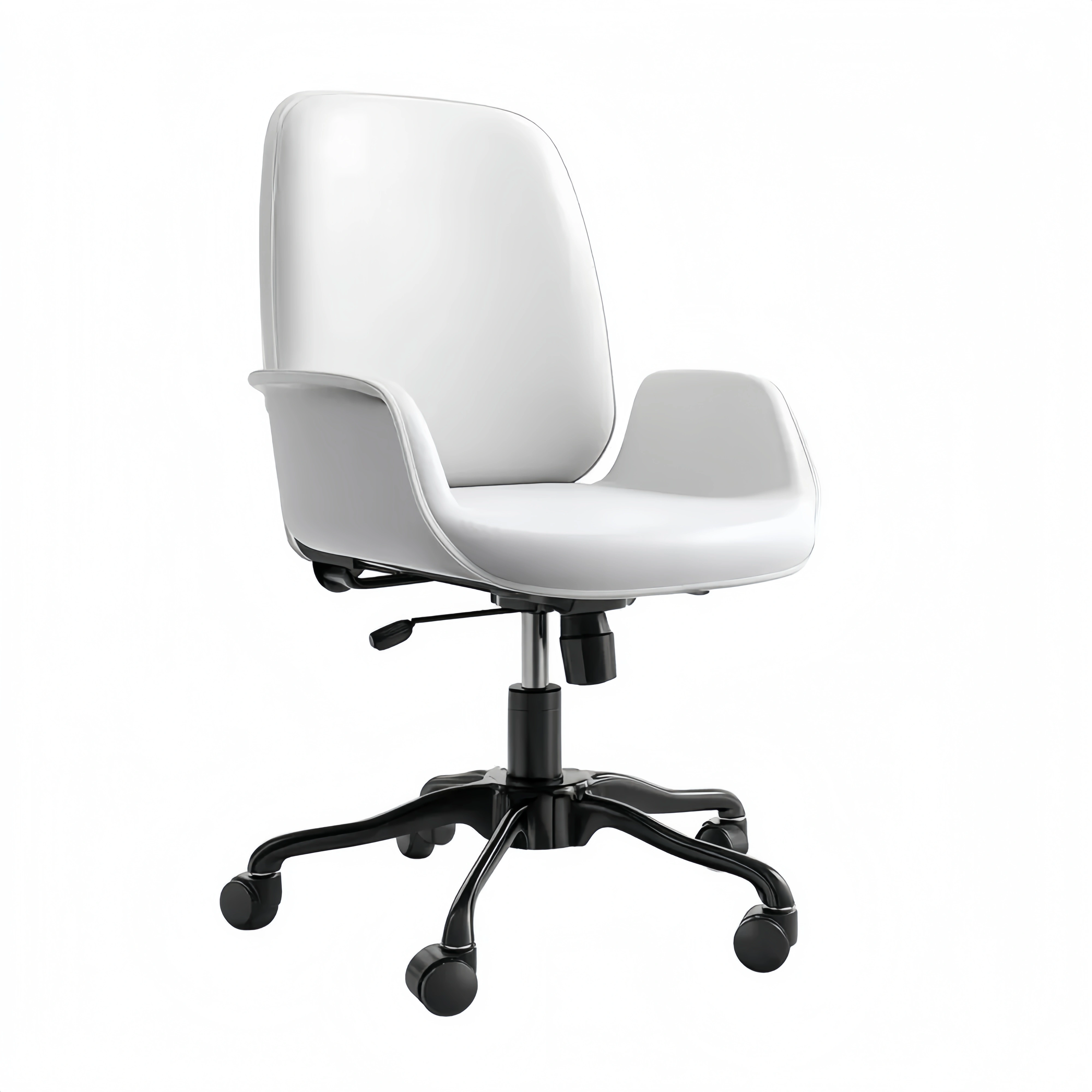 Bürostuhl Kunstleder Weiß – Ergonomisches Design mit Rollen 48x48x85-9