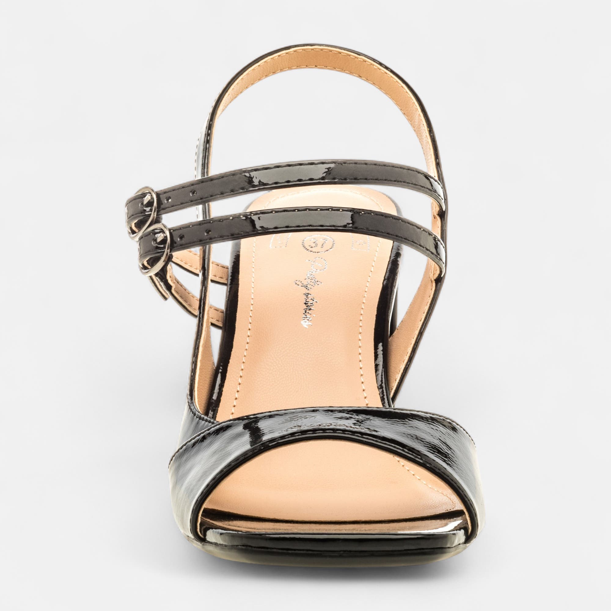 Nu-pieds à talon Femme noir vernis