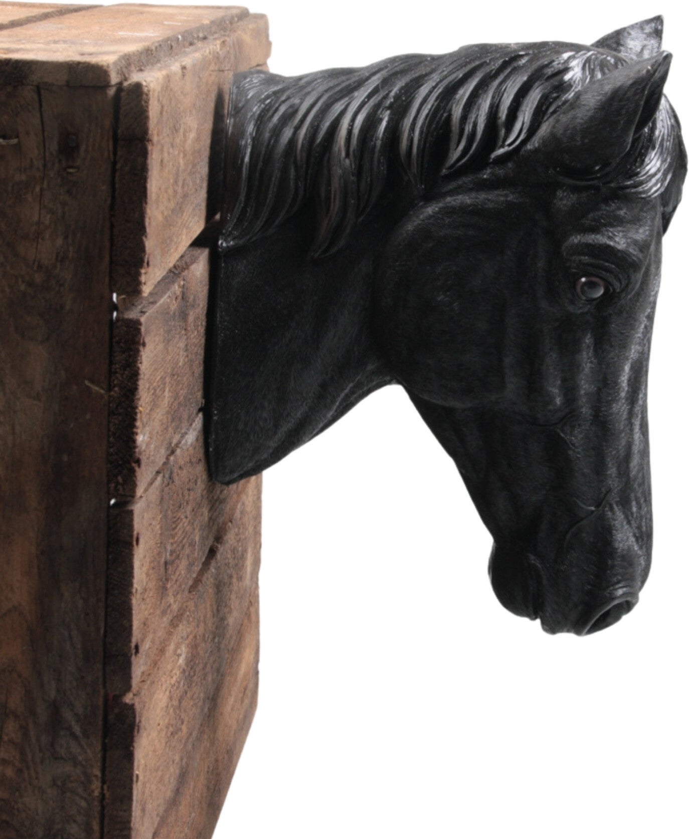 Farmwood Animals tuinbeeld paardenhoofd L zwart 24 x 34 x 48 cm