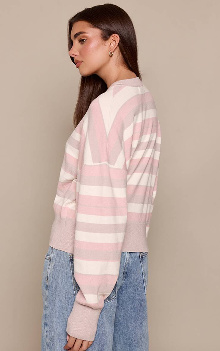 Rose Cardigan Tricoté Compact À Rayures